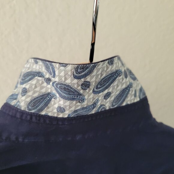 Robert Graham M Navy Blue (Sashiko)Textured Paisley Short Sleeve Button Up Shirt - Picture 12 of 13